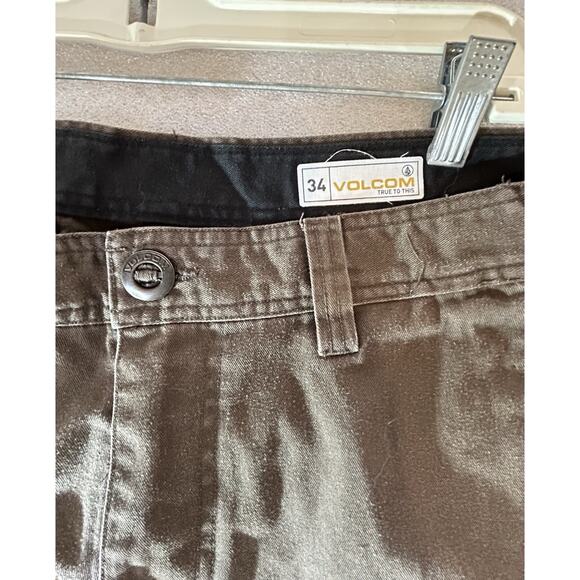 Volcom True To This Chino Pants Sz 34 Brown Casual Straight Leg Flat Front - Picture 4 of 11